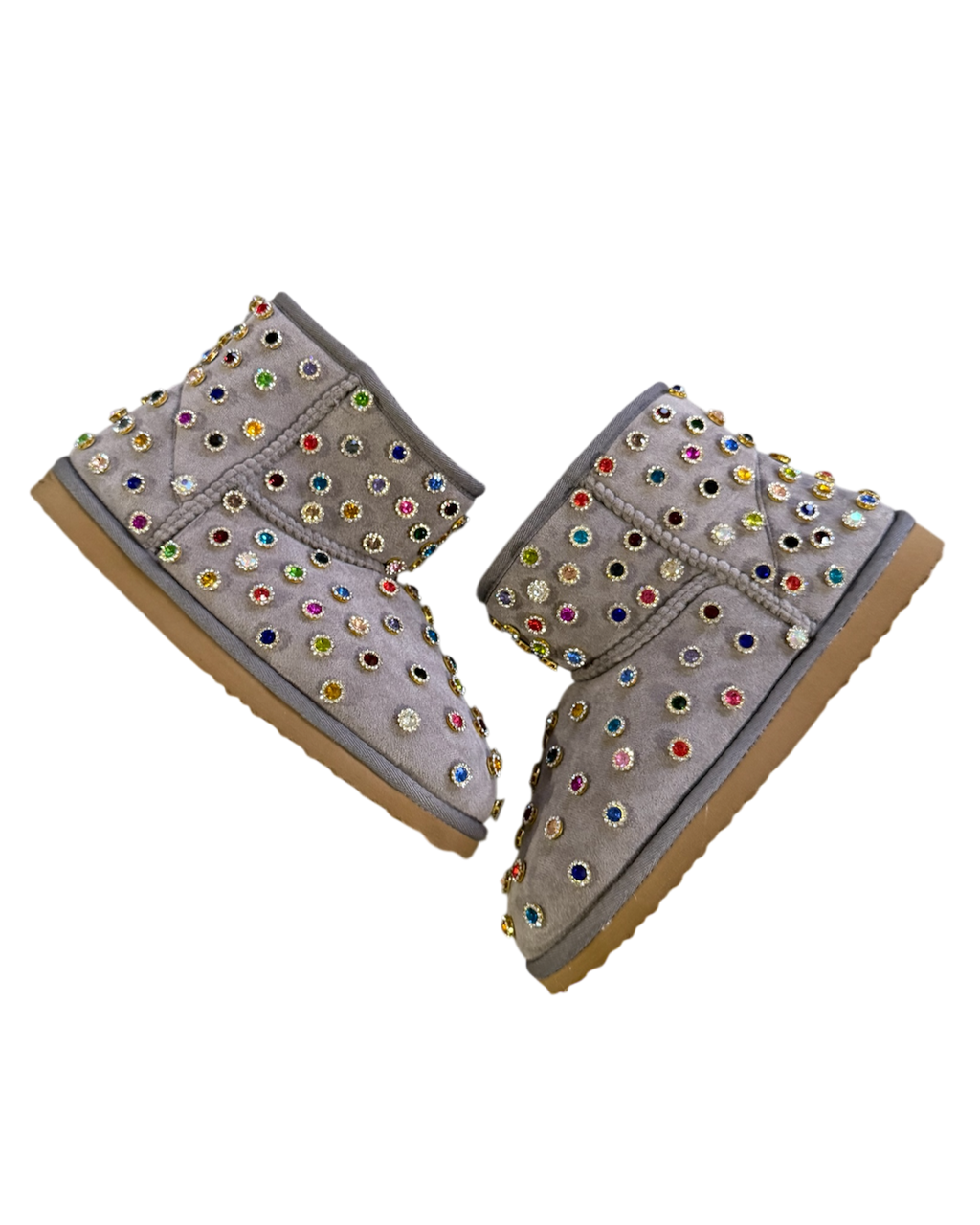 Gray Multi-Color Gemstone Boots