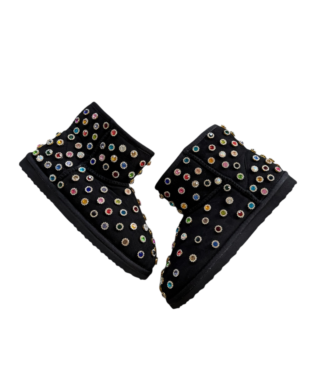 Black Multi-Color Gemstone Boots