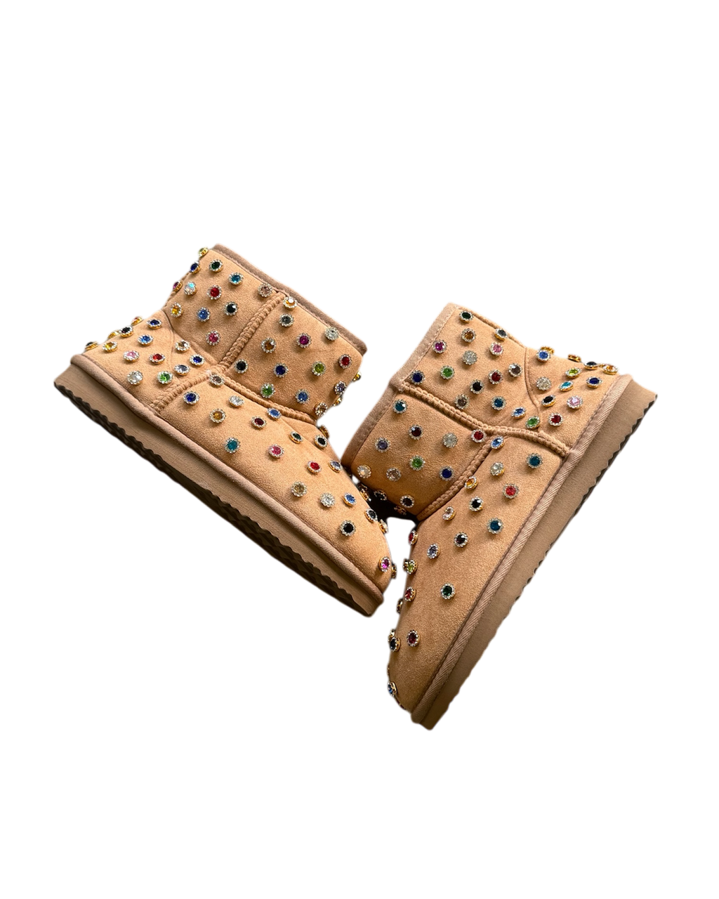 Brown Multi-Color Gemstone Boots