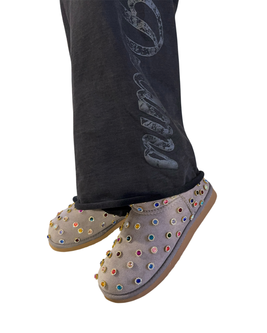 Gray Multi-Color Gemstone Boots