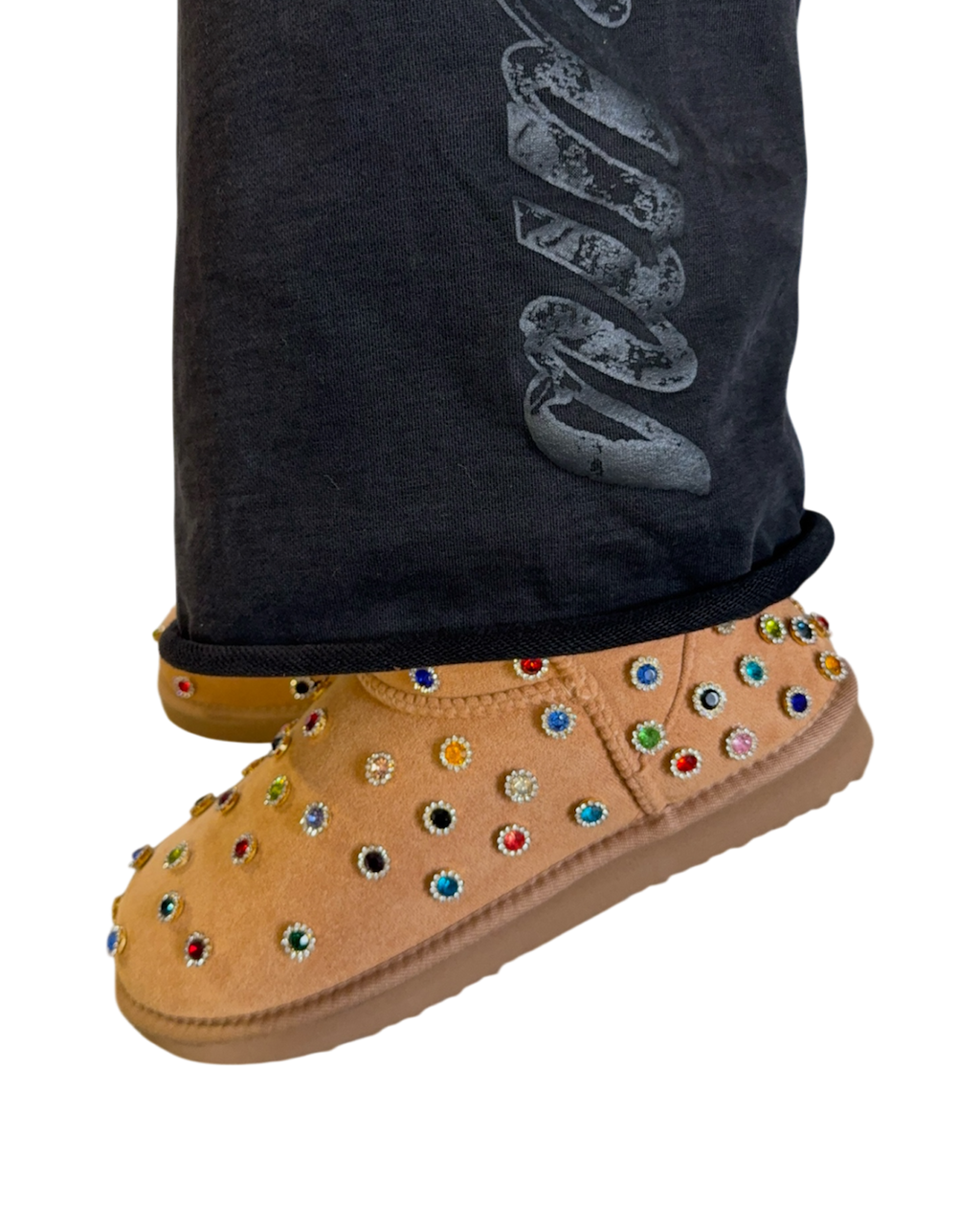 Brown Multi-Color Gemstone Boots